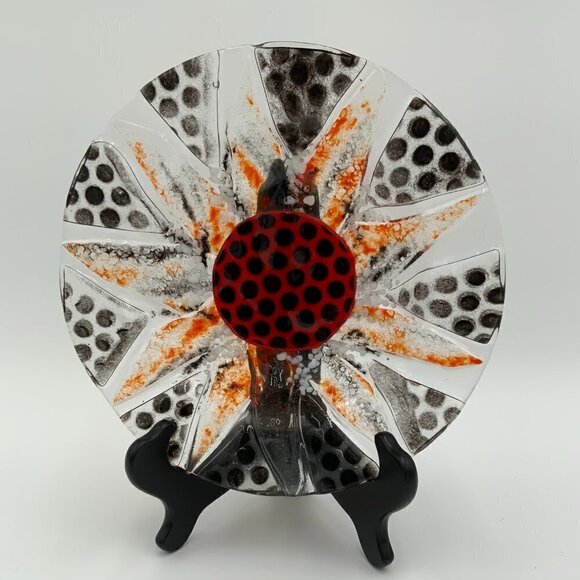 Fused Glass Sunflower Bowl Signed J. Konnell - Picture 2 of 6